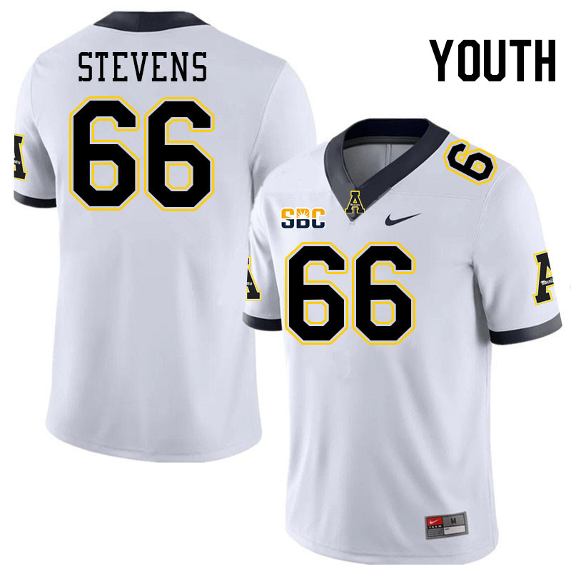 Youth #66 Danny Stevens Appalachian State Mountaineers College Football Jerseys Stitched-White